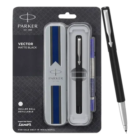 Parker Vector Matte Black Chrome Trim Roller Ball Pen Limited Edition Giftset 1N