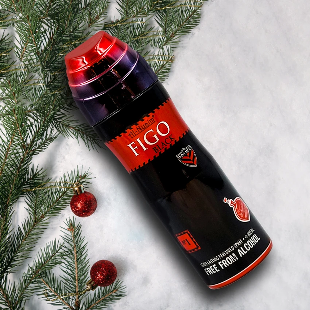 Al Nuaim Figo Black For Men Perfume Body Spray Free From Alcohol 200Ml